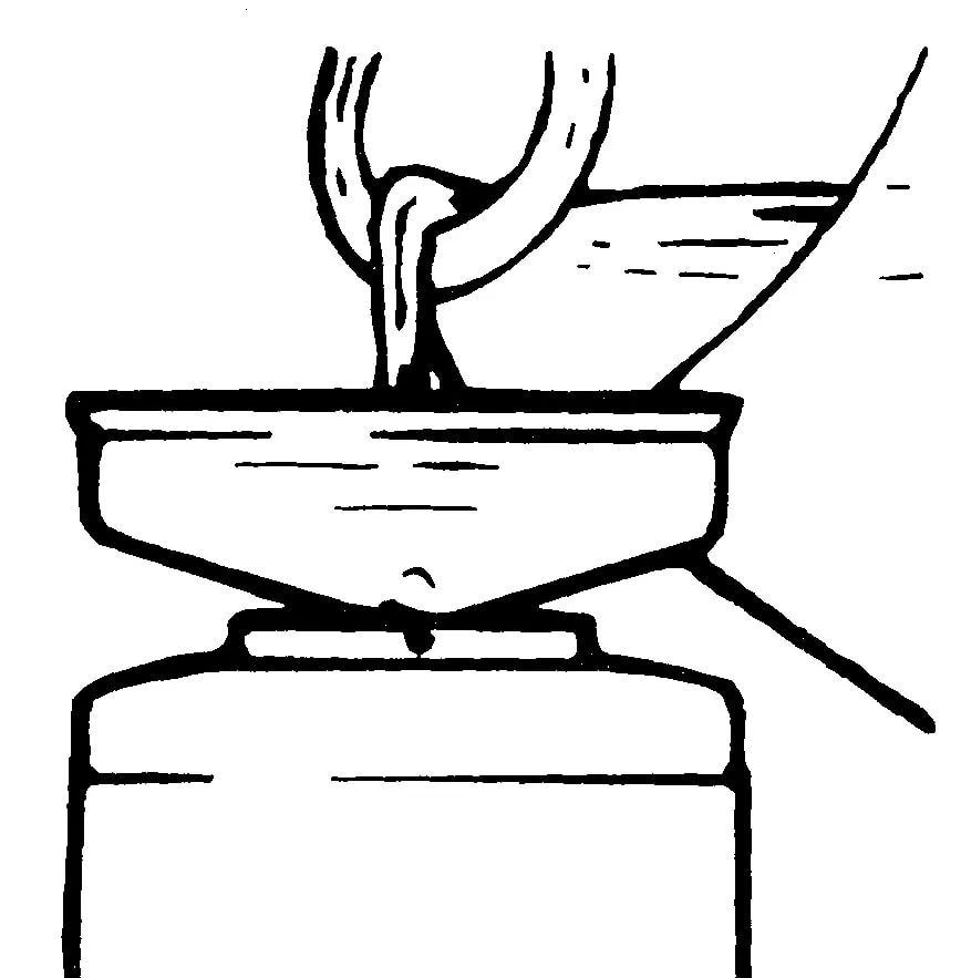 Pour benzine into oil cup